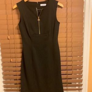 Black, Calvin Klein Shift Dress w/gold detailing